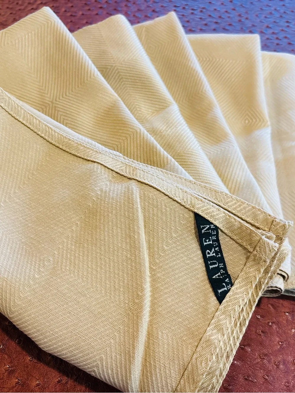 NWT Lauren Ralph Lauren Gold Chevron Cloth Dinner Napkins - Set of 6